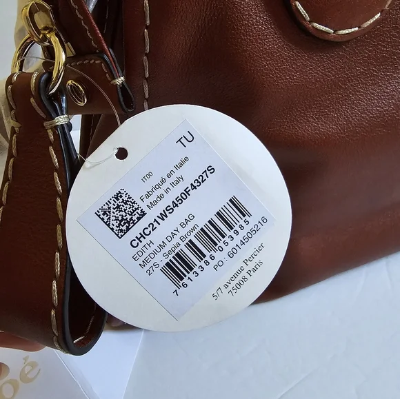 Chloé Medium Edith Leather Double Top Handle Shoulder Bag Sepia Brown - Picture 11 of 11